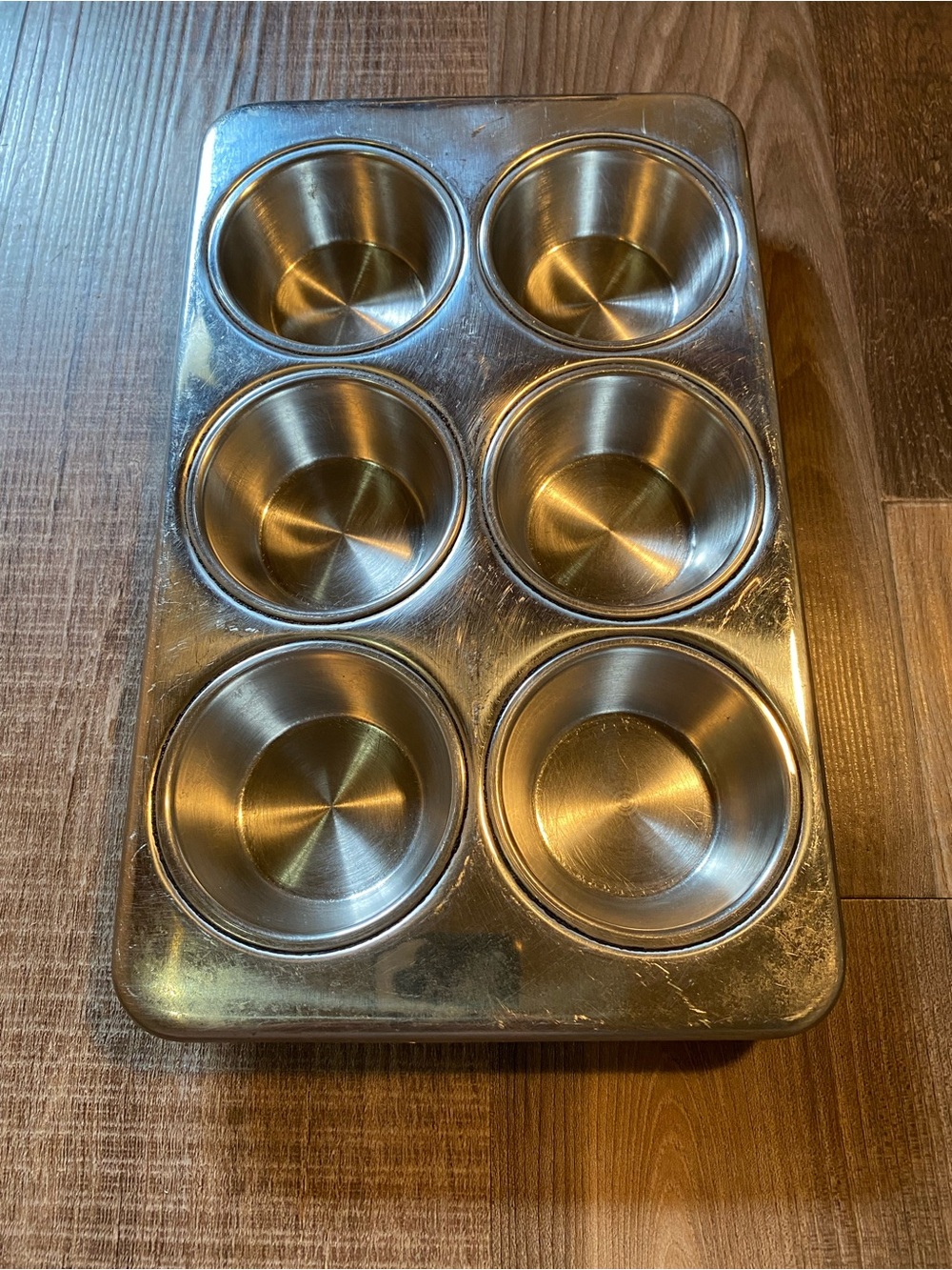 6-Cup Stainless Steel Muffin Pan Set in Silver - Non-Branded Vintage - Picture 3 of 6